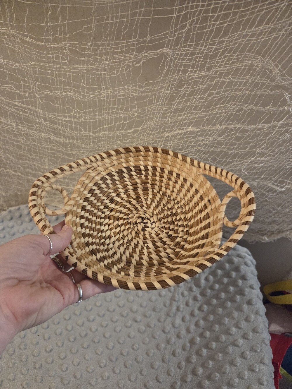 Small decorative basket tan & brown